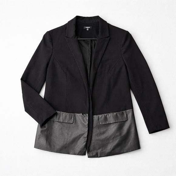 Premise Women's Black Blazer with Leather Accents - Picture 2 of 5